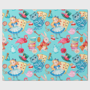 Papier Cadeau Alice au pays des merveilles Aquarelle
