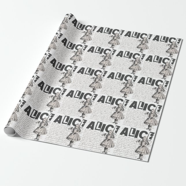 Papier Cadeau Alice Au Pays Des Merveilles Avec Boire Me Bouteil (Déroulé)