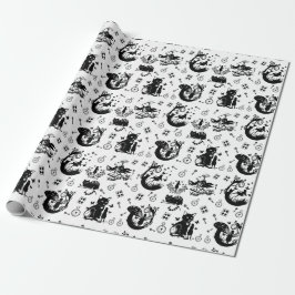 Papier Cadeau Alice au pays des merveilles Design noir et blanc