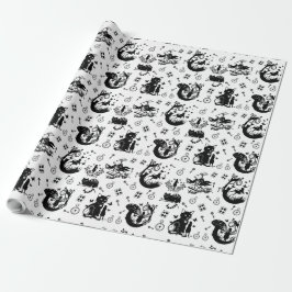 Papier Cadeau Alice au pays des merveilles Design noir et blanc