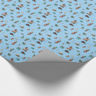 Papier Cadeau Alice au pays des merveilles en corail/turquoise e