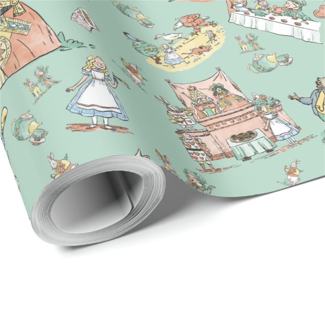 Papier Cadeau Alice au pays des merveilles Enveloppement Papier  (Coin rond)
