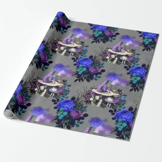 Papier Cadeau Alice au pays des merveilles Fleurs de la chenille (Déroulé)