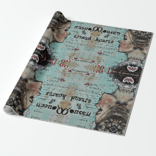 Papier Cadeau Alice au pays des merveilles reine des coeurs