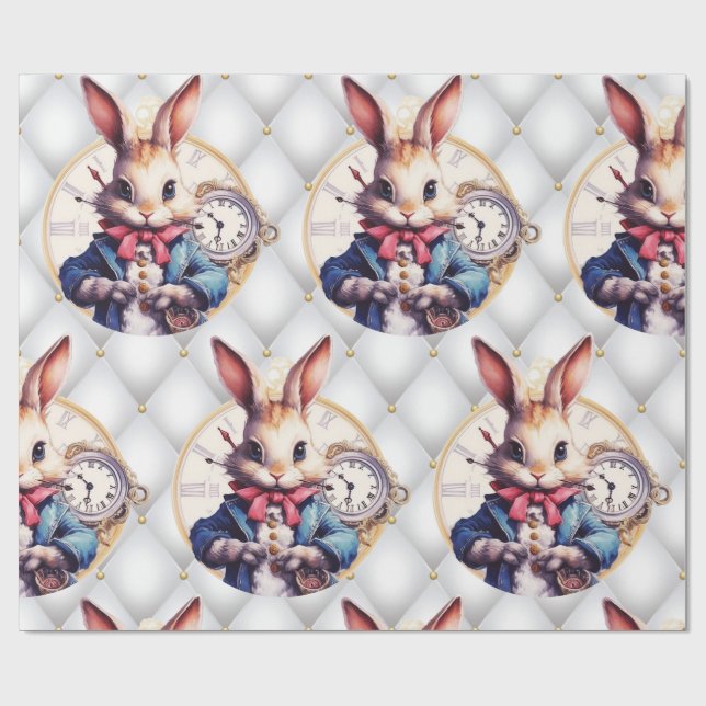 Papier Cadeau Alice Au Pays Des Merveilles Thème Mariage Lapin (Plat)