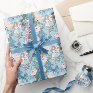 Papier Cadeau Alice vintage Au Pays Des Merveilles Roses Roses R