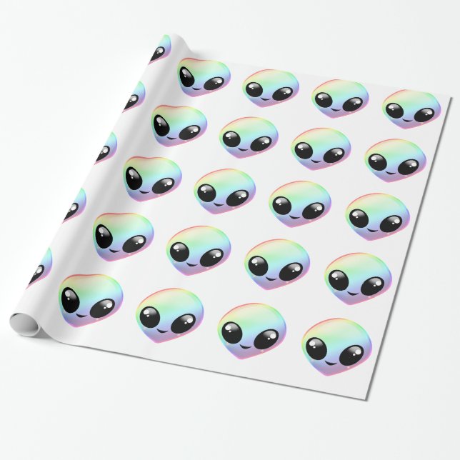Papier Cadeau Alien d'arc-en-ciel de Kawaii (Déroulé)