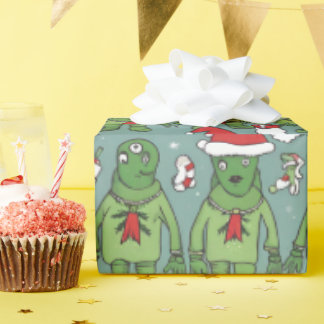 Papier Cadeau Alien drôle cadeau de vacances Noël papier d'embal