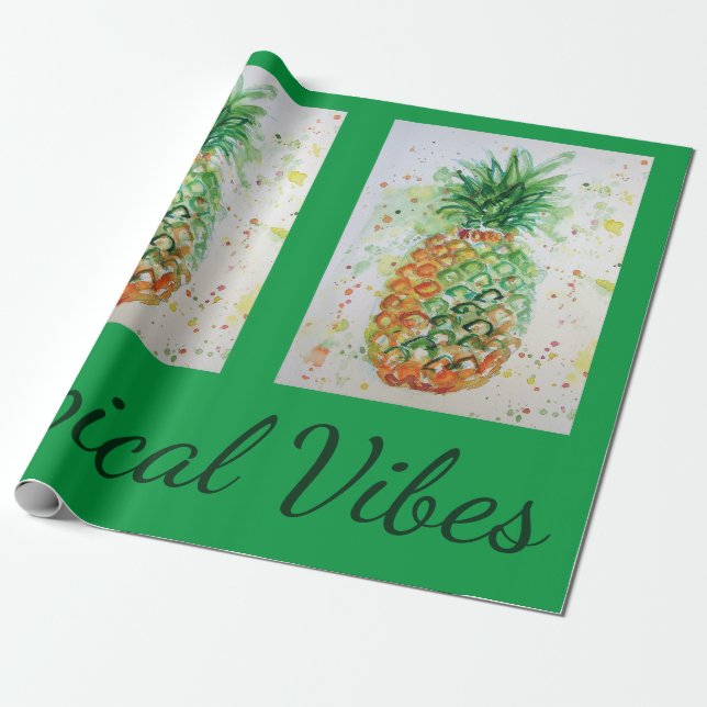 Papier Cadeau Alimentation en ananas Vibes tropicales Vibes oran (Déroulé)