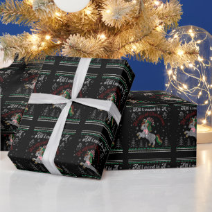 Papier Cadeau All I Need Is A Magical Christmas, Unicorn