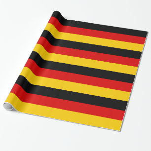 Papier Cadeau Allemagne : bandes dorées rouges noirs