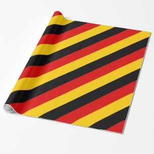 Papier Cadeau Allemagne : rouge noir rayures or