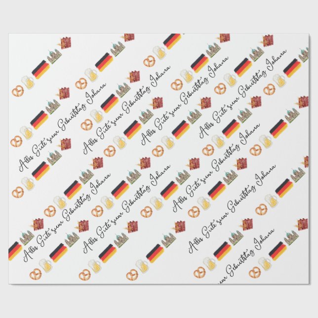 Papier Cadeau Allemand Joyeux Anniversaire, Alles Gute zum Gebur (Plat)