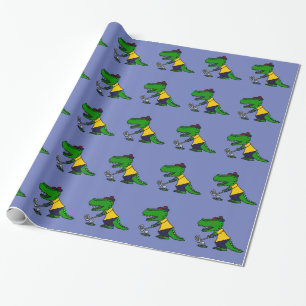 Papier Cadeau Alligator drôle jouant au golf