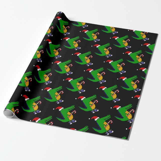 Papier Cadeau Alligator mignon dans la bande dessinée de Noël de (Déroulé)