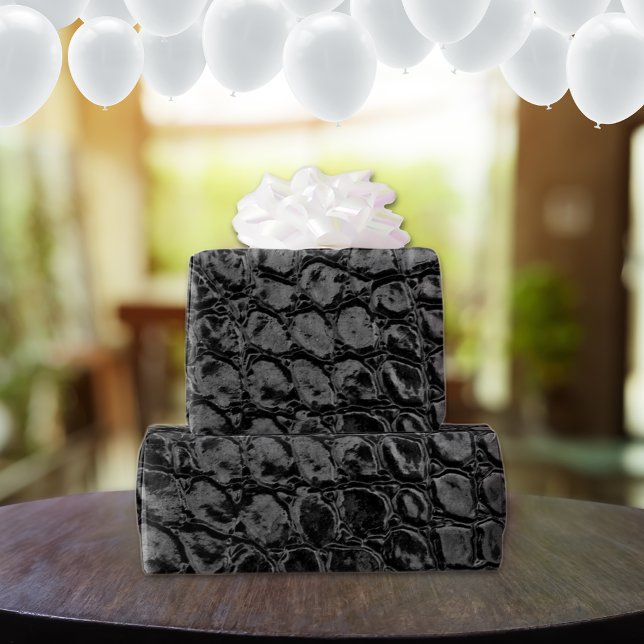 Papier Cadeau Alligator noir Faux cuir (Créateur téléchargé)