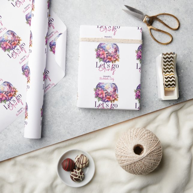 Papier Cadeau Allons-y les filles Dernière Disco Rose Enterremen (Artisanat)