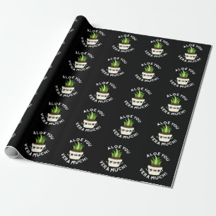 Papier Cadeau Aloe You Vera Beaucoup Drôle Plante Pun Dark BG