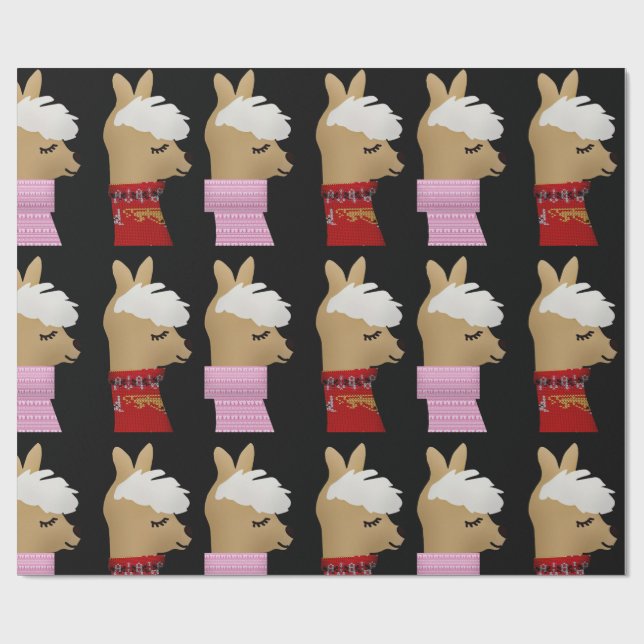 Papier Cadeau ALPACA LAMA NOËL Papier à envelopper (Plat)