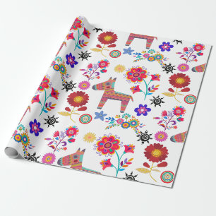 Papier Cadeau Alpaca Pinata et papier d'enveloppement de fleurs