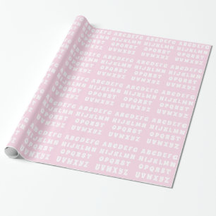 Papier Cadeau Alphabet Lettres Abc motif rose blanc enfants cade