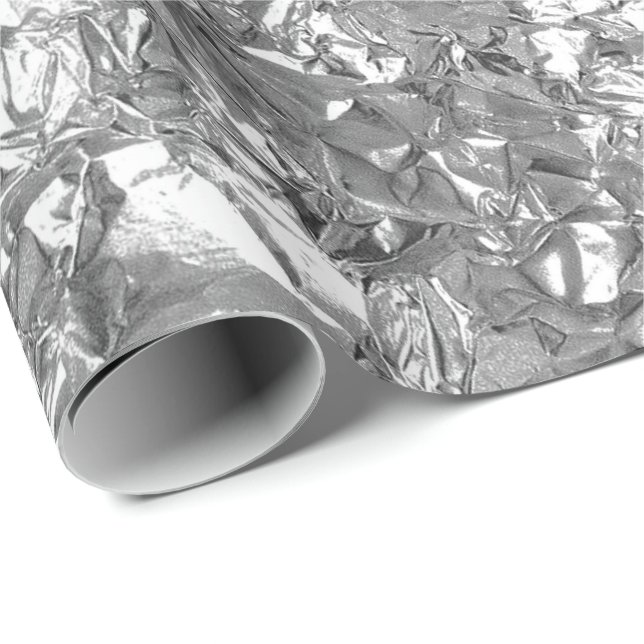 Papier Cadeau Aluminium Gris argenté Métalluré (Coin rond)