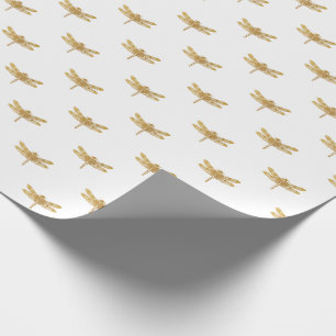 Papier Cadeau Aluminium métallique de libellule d'or d'or de