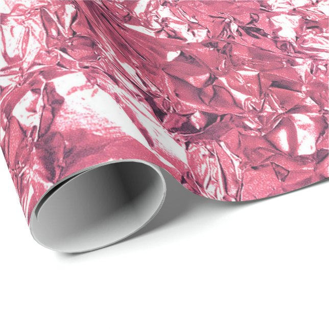 Papier Cadeau Aluminium Rose Rose Rose Rose Blanc Rincé (Coin rond)