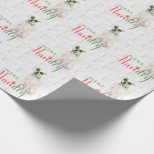 Papier Cadeau Amant chien de Noël Blanc Chien taureau