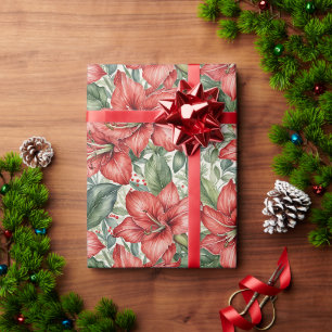Papier Cadeau Amaryllis géant rouge pour les Fêtes