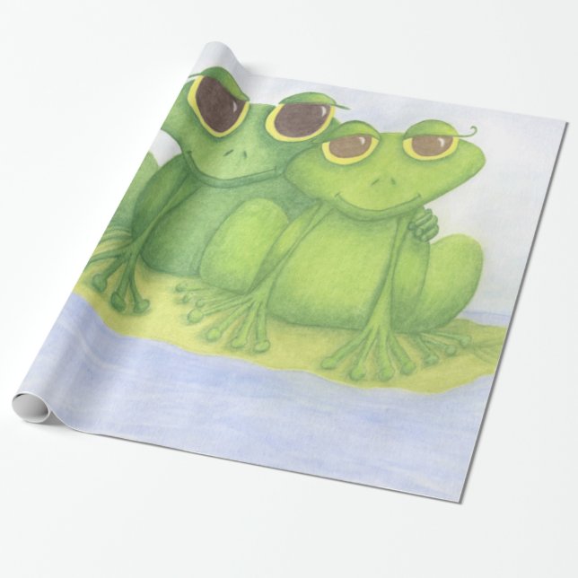 Papier Cadeau Amateurs adorables de grenouilles (Déroulé)