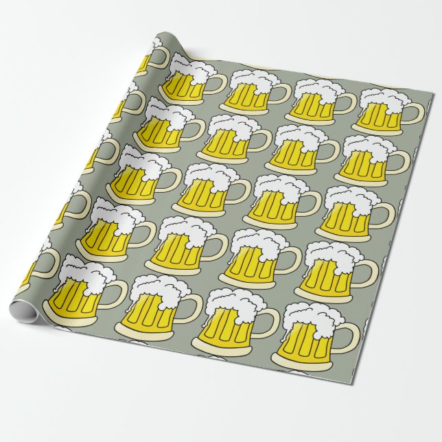 Papier Cadeau Amateurs de bière drôle Mug de bière (Déroulé)