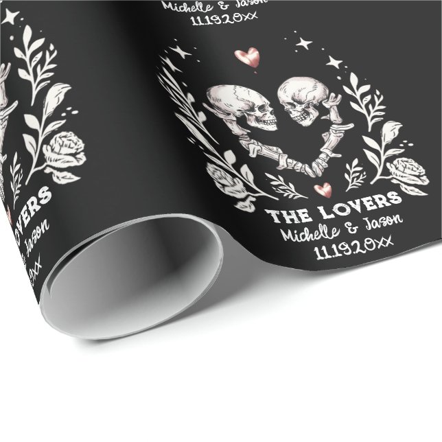 Papier Cadeau Amateurs de mort personnalisés Mariage gothique sq (Coin rond)