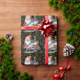 Papier Cadeau Amateurs de pêche Noël Père Noël