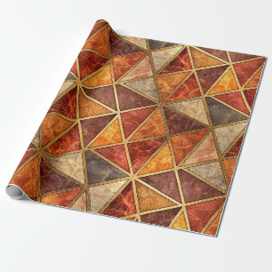 Papier Cadeau Ambre fondu et Géométrique Cramoisi - Marbre Mosaï