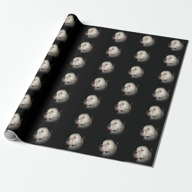 Papier Cadeau American Bulldog sur noir (Déroulé)