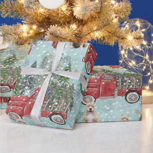 Papier Cadeau American bully dog Red Christmas Truck Festive