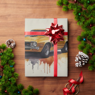 Papier Cadeau American Classic Yellow Car