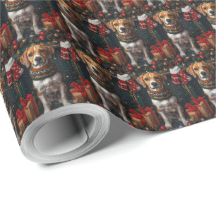 Papier Cadeau American English Foxhound Avec Cadeaux De Noël