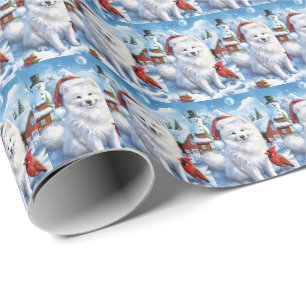 Papier Cadeau American Eskimo Dog Winter Wonderland Noël