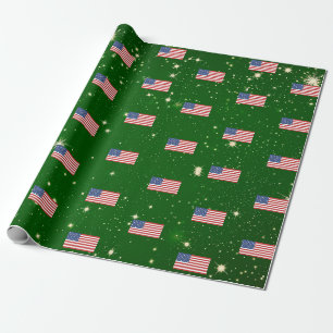 Papier Cadeau American Flag America USA Patriotique Christmas