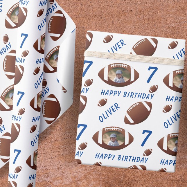 Papier Cadeau American Football Ball Happy Birthday Photo (Créateur téléchargé)