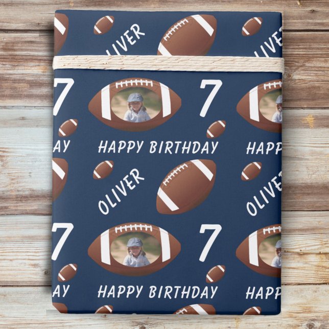 Papier Cadeau American Football Ball Joyeux Anniversaire Photo B (Créateur téléchargé)