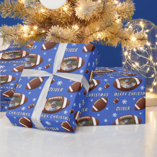 Papier Cadeau American Football Ball Joyeux Noël Photo