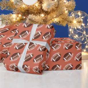 Papier Cadeau American Football Balls Nom Joyeux Noël