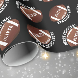 Papier Cadeau American Football Balls Nom Noir Noël