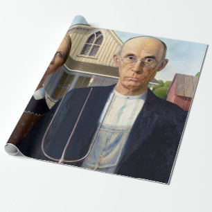 Papier Cadeau American gothique classique peinture Grant Wood