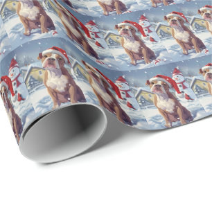 Papier Cadeau American Staffordshire Winter Wonderland Noël