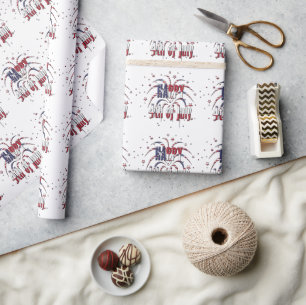 Papier Cadeau American Stars and Stripes Happy 4 juillet