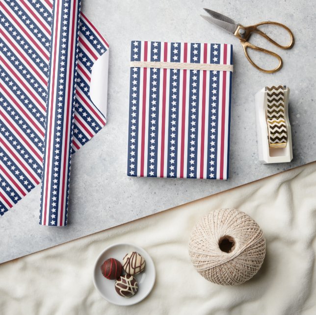Papier Cadeau Americana étoiles et rayures (Artisanat)